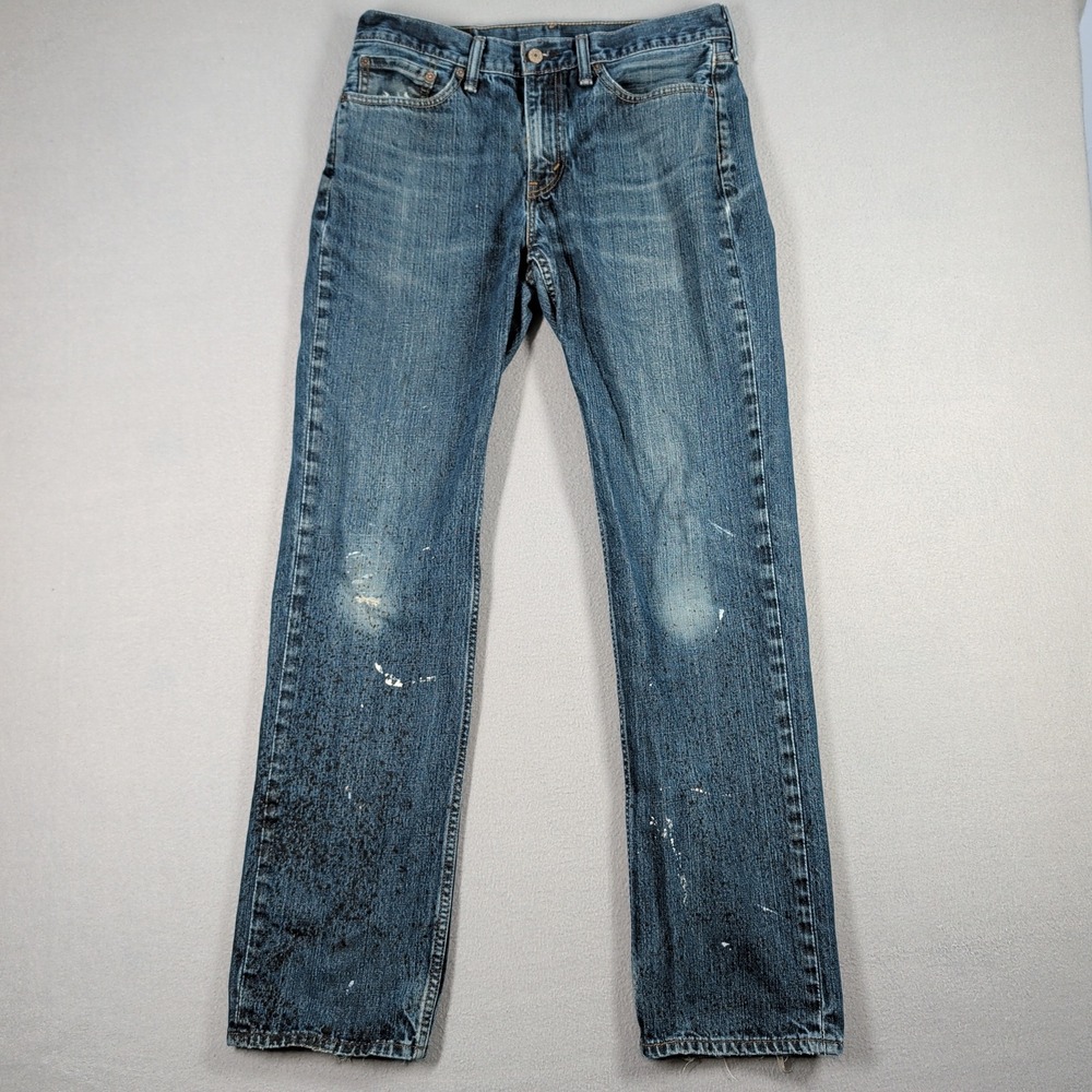 Levi's 514 Jeans Mens 32x34 Blue Denim Distressed Paint Splatter